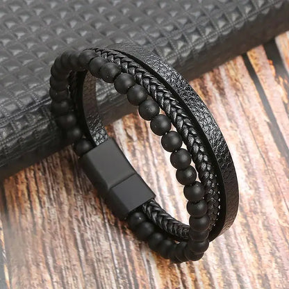 Classic Men's Leather Bracelet New Style Hand-woven Multi-layer Combination