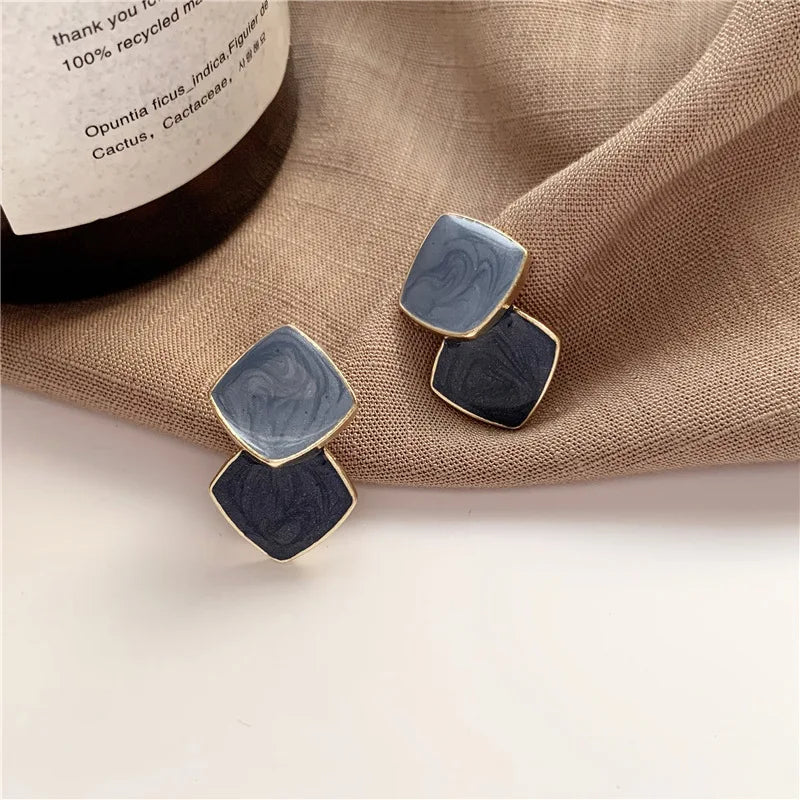 Retro Metal Gold Color Multiple Small Circle Stud Earrings for Women Korean