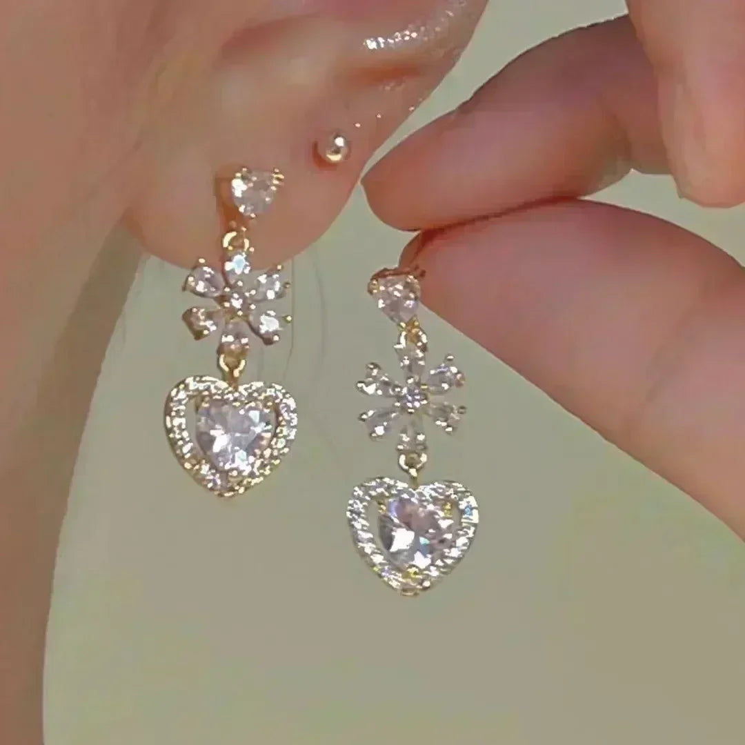 Green Crystal Golden Leaves Earrings for Women Individuality Daily Accessories