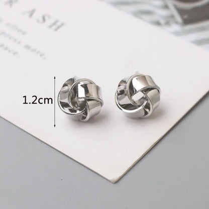 Tiny Metal Stud Earrings for Women Gold Color Twist Round Earrings Small