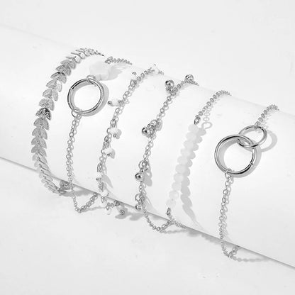 6Pcs SetBohemia Circle Bracelet Set For Women Multi-Layer Vintage Folded