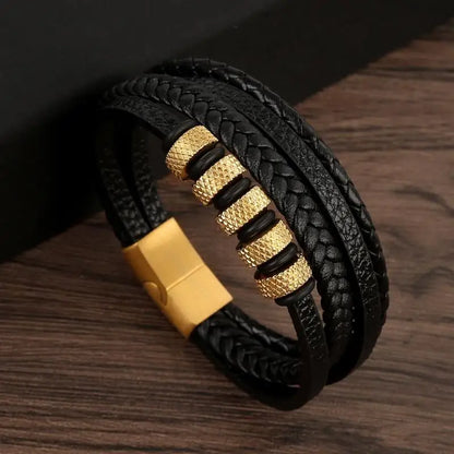 Classic Men's Leather Bracelet New Style Hand-woven Multi-layer Combination