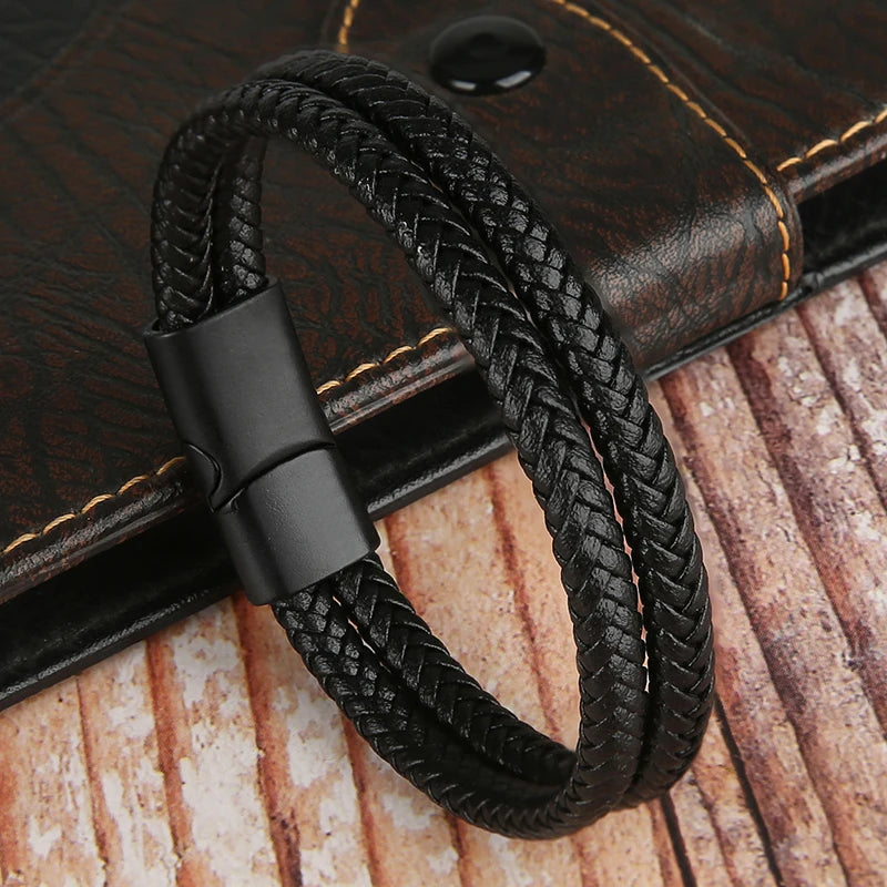 2024 NEW Genuine Leather Bracelets & Bangles for Men Women Double