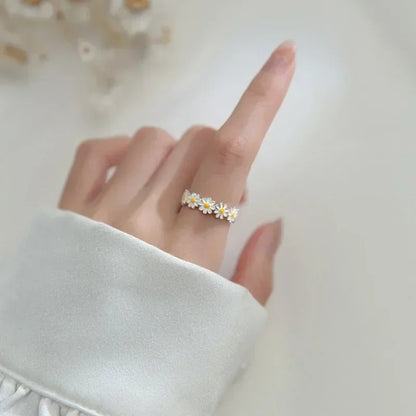 Fashion Vintage Daisy Flower Rings For Women Style Adjustable Opening