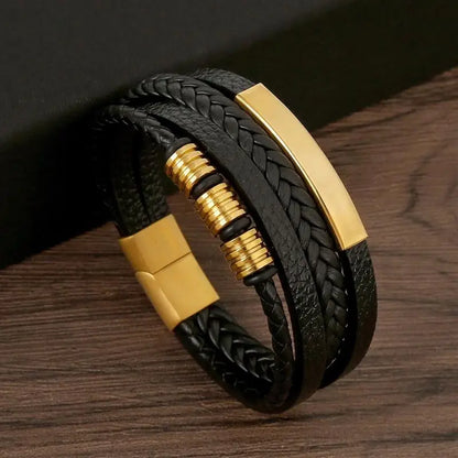 Classic Men's Leather Bracelet New Style Hand-woven Multi-layer Combination