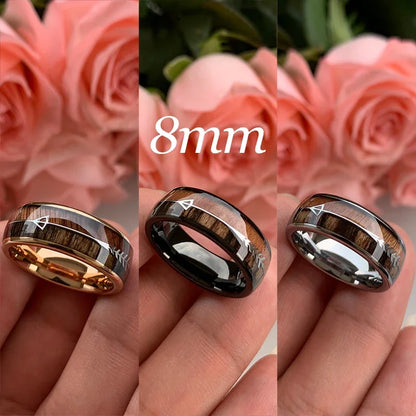 Tungsten Carbide Rings for Men Women Wedding Bands Nature Wood Arrow
