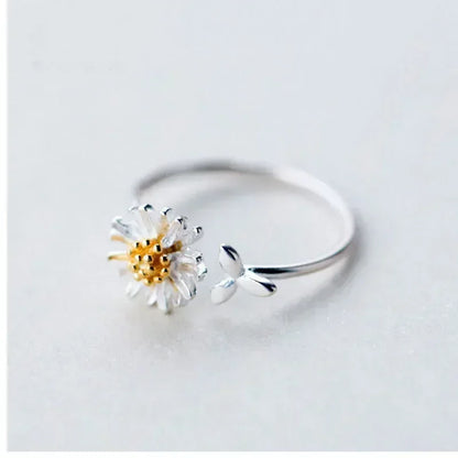 Fashion Vintage Daisy Flower Rings For Women Style Adjustable Opening