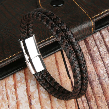 2024 NEW Genuine Leather Bracelets & Bangles for Men Women Double