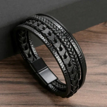 Classic Men's Leather Bracelet New Style Hand-woven Multi-layer Combination