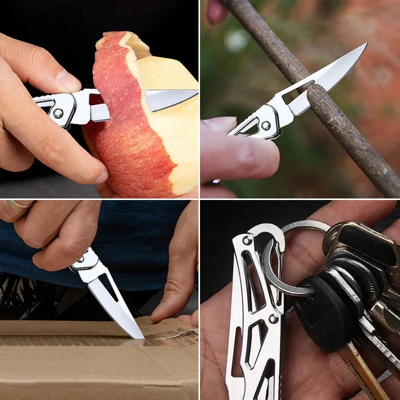 Stainless Steel Folding Fruit Knife, Outdoor Knife with Non-slip Handle,