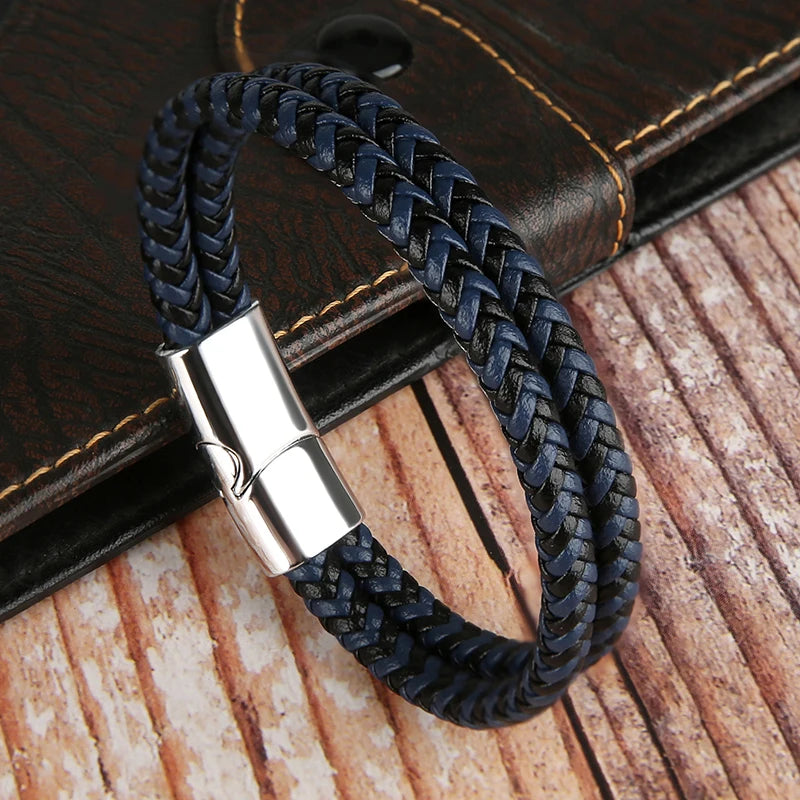 2024 NEW Genuine Leather Bracelets & Bangles for Men Women Double