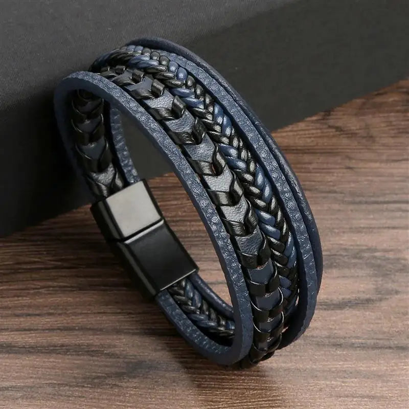 Classic Men's Leather Bracelet New Style Hand-woven Multi-layer Combination