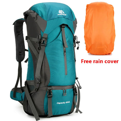 70L Nylon Camping Backpack Travel Bag With Rain Cover Outdoor Hiking