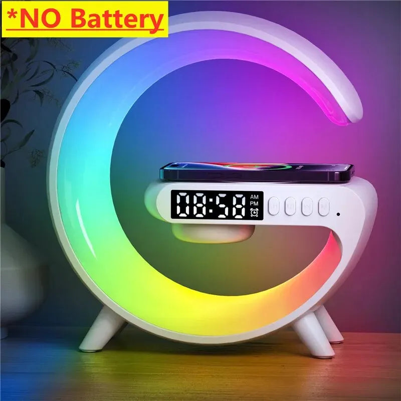 Wireless Charger Pad Stand Speaker TF Card RGB Night Light Lamp